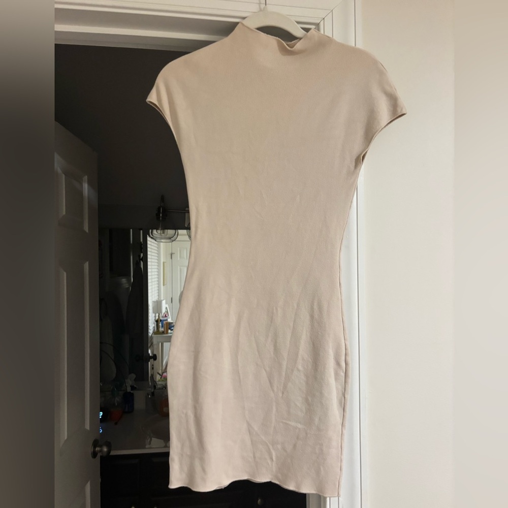 Cream Cap Sleeve Sweater Dress